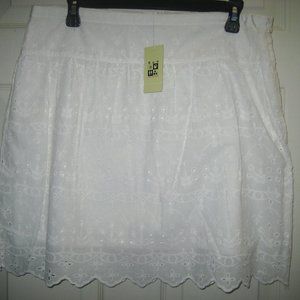 New MAX STUDIO Lined Scalloped Hem Cotton Eyelet Embroidered Skirt Sz 8 $78 NWT